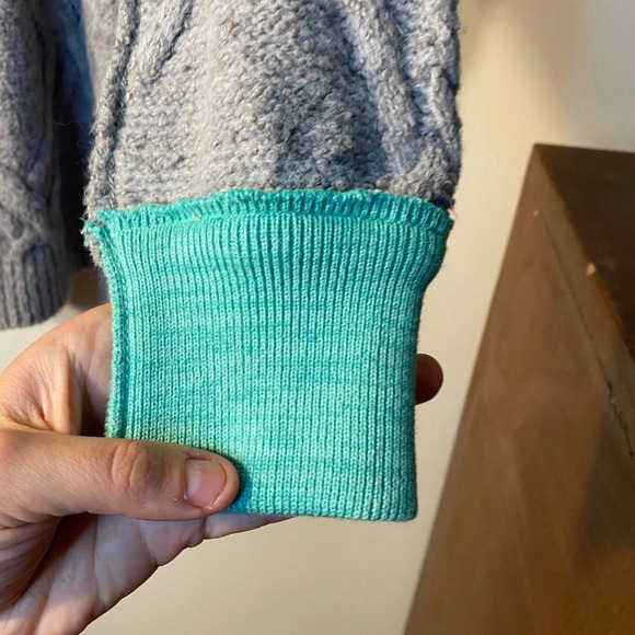 NWOT Free People||  Grey Combo Cable Knit Ribbed Olympia Tunic Sweater - Picture 9 of 11